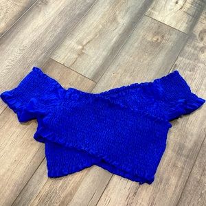 Charlotte Russe blue cross front crop top